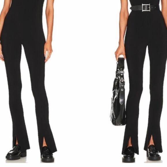 Norma Kamali Black Stretch High Waist Front Slit Spat Legging in Black XL - Picture 1 of 8